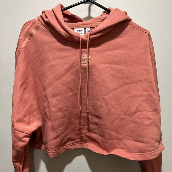 Dusty Rose ADIDAS Oversized Crop Hoodie - Picture 1 of 4